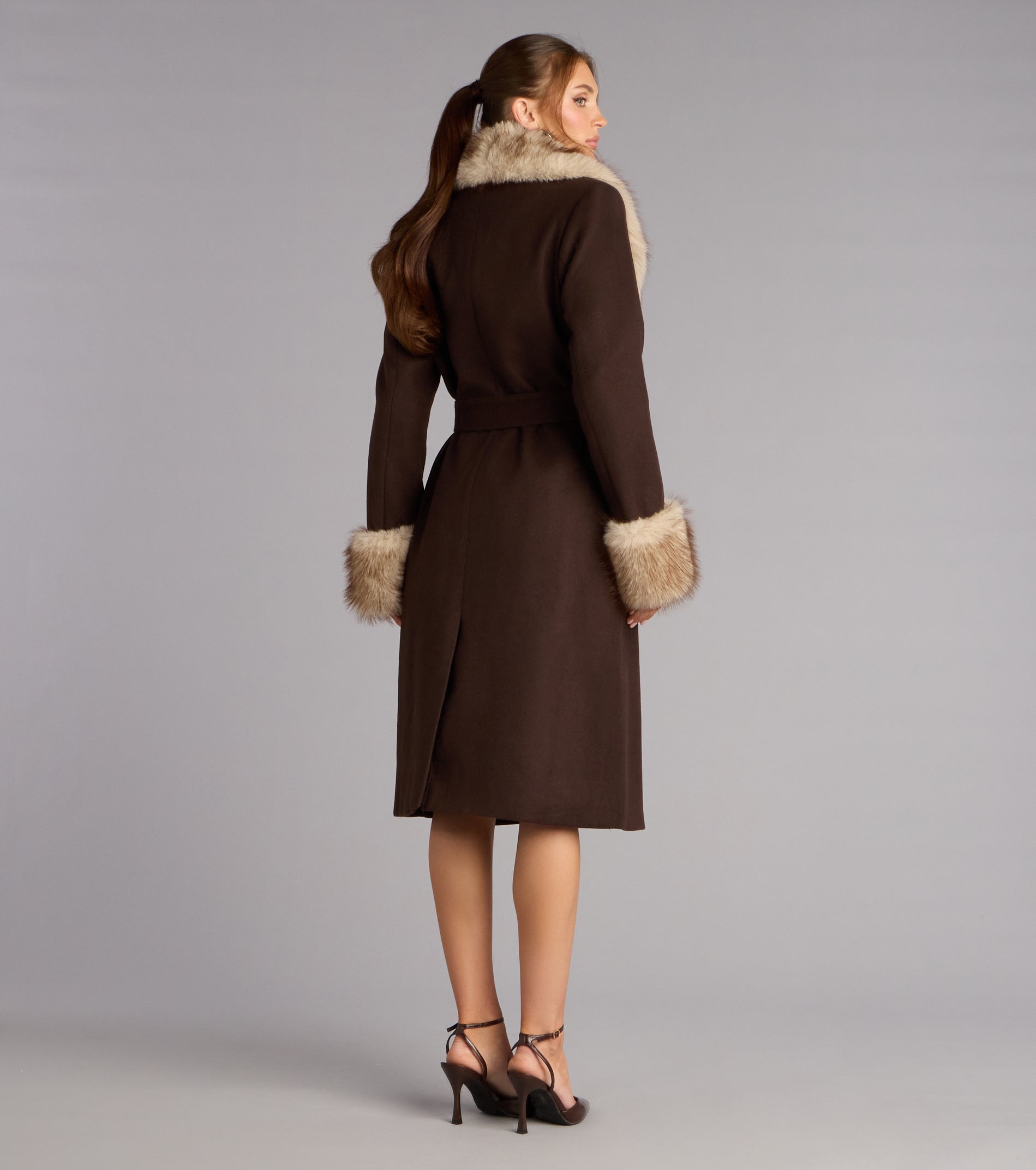 Glam It Girl Removable Fur Wool Coat