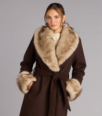 Glam It Girl Removable Fur Wool Coat