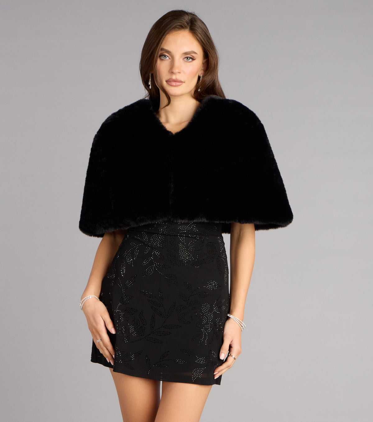 Luxe Arrival Faux Fur Cape Bolero