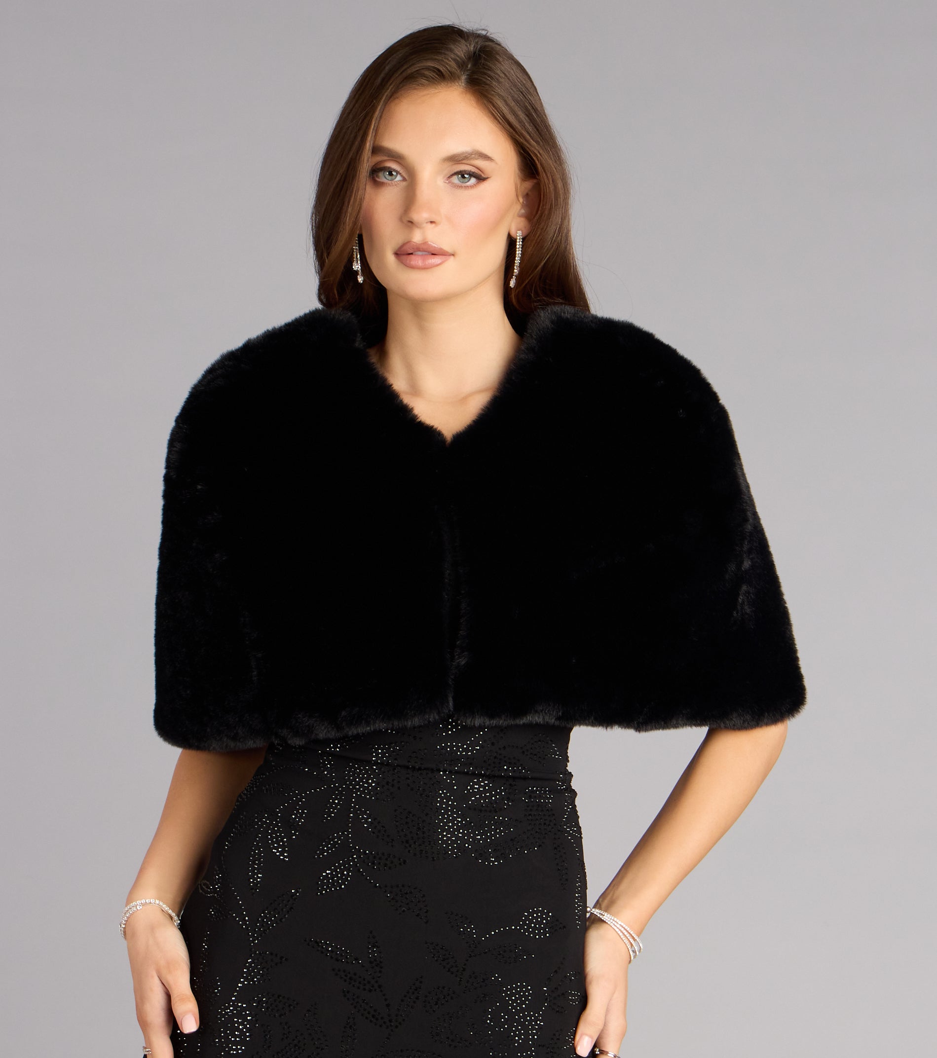 Luxe Arrival Faux Fur Cape Bolero