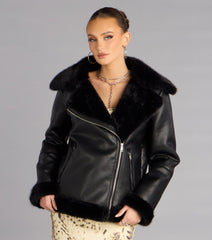 Cold Front Chic Oversized Faux Fur Moto Jacket