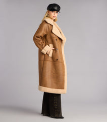 Cozy In The City Faux Sherpa Shearling Trench Coat