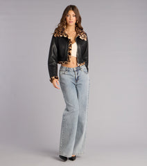 Street Queen Faux Leopard Fur Moto Jacket