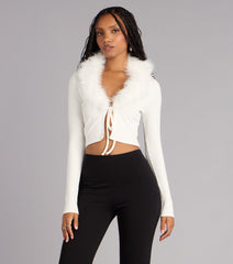 Soft Little Drama Removable Faux Fur Cardigan