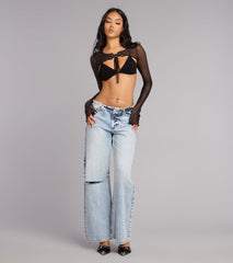Caught On Camera Lace Up Mesh Topper