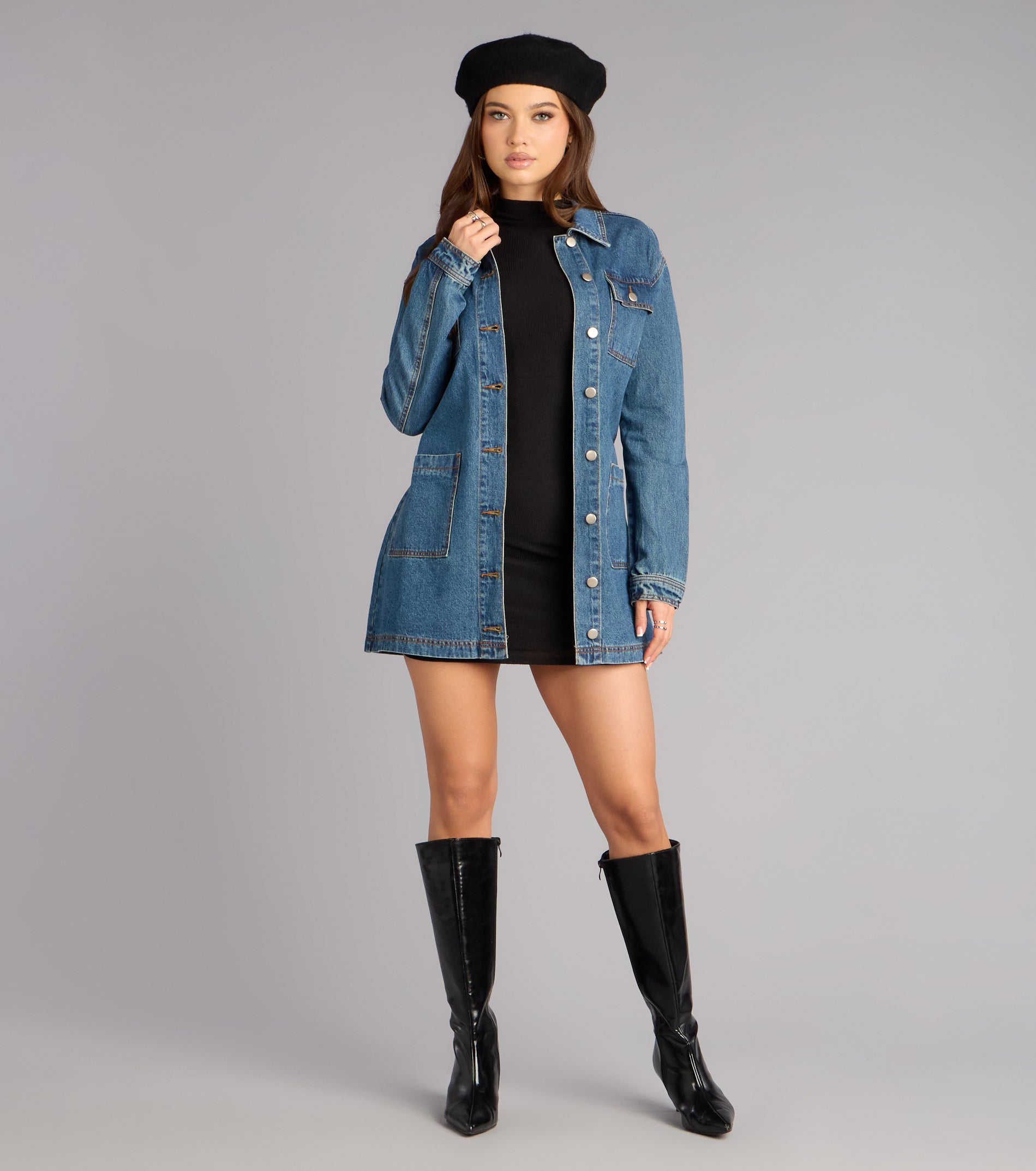 City Stroll Belted Denim Jacket