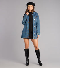 City Stroll Belted Denim Jacket