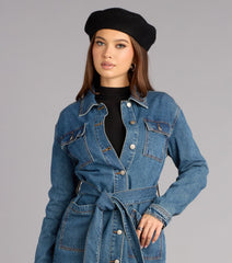 City Stroll Belted Denim Jacket