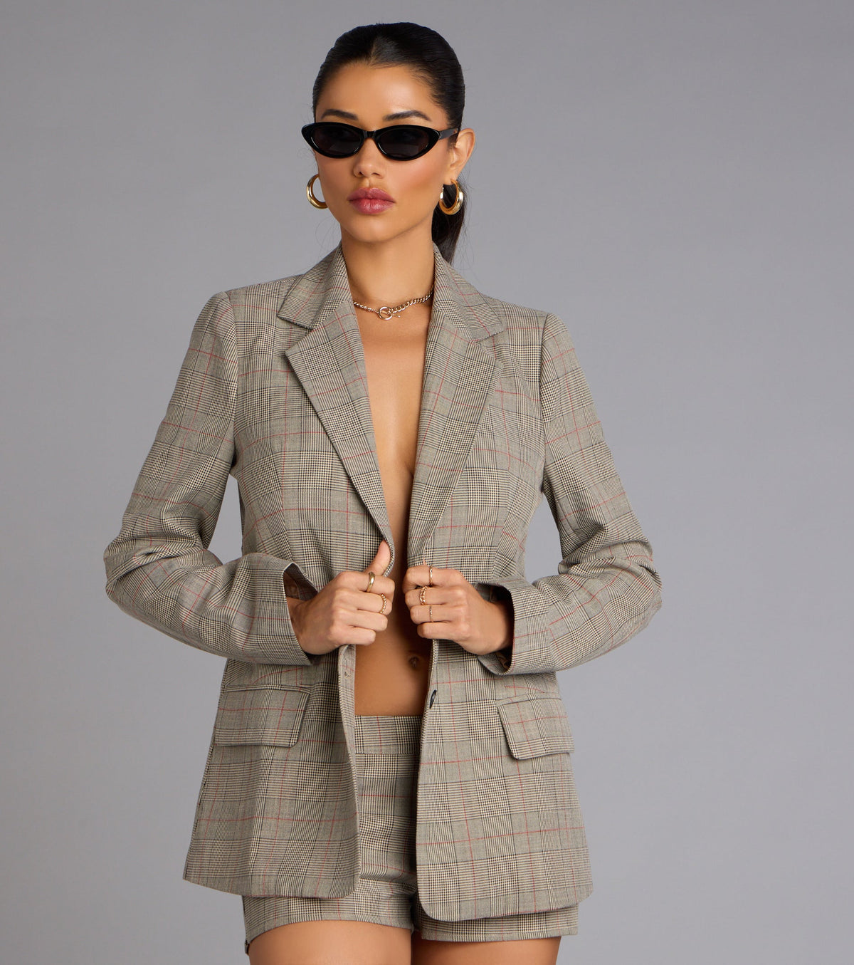 Tailored Mood Plaid Woven Blazer