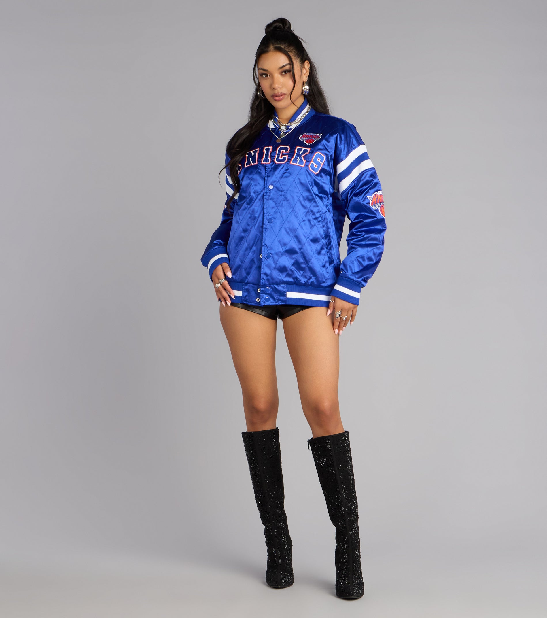 Ultra Game NBA Knicks Satin Bomber Jacket