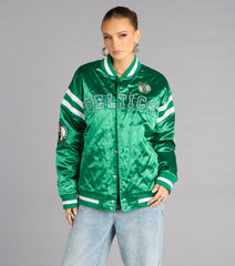 Ultra Game NBA Celtics Satin Bomber Jacket