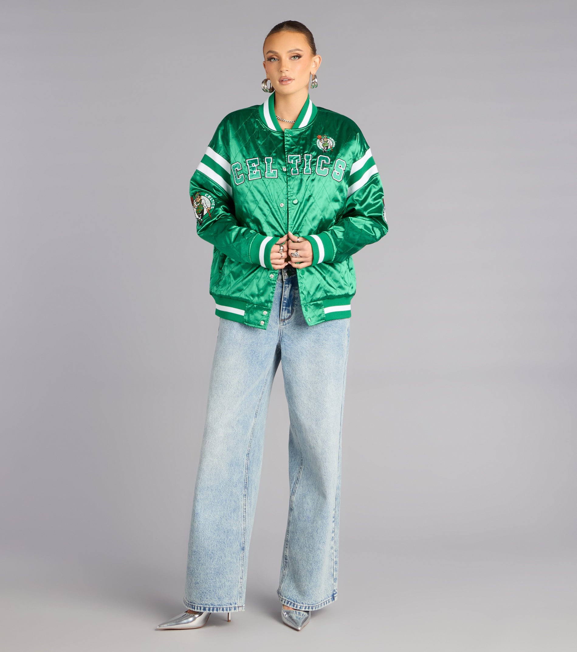 Ultra Game NBA Celtics Satin Bomber Jacket
