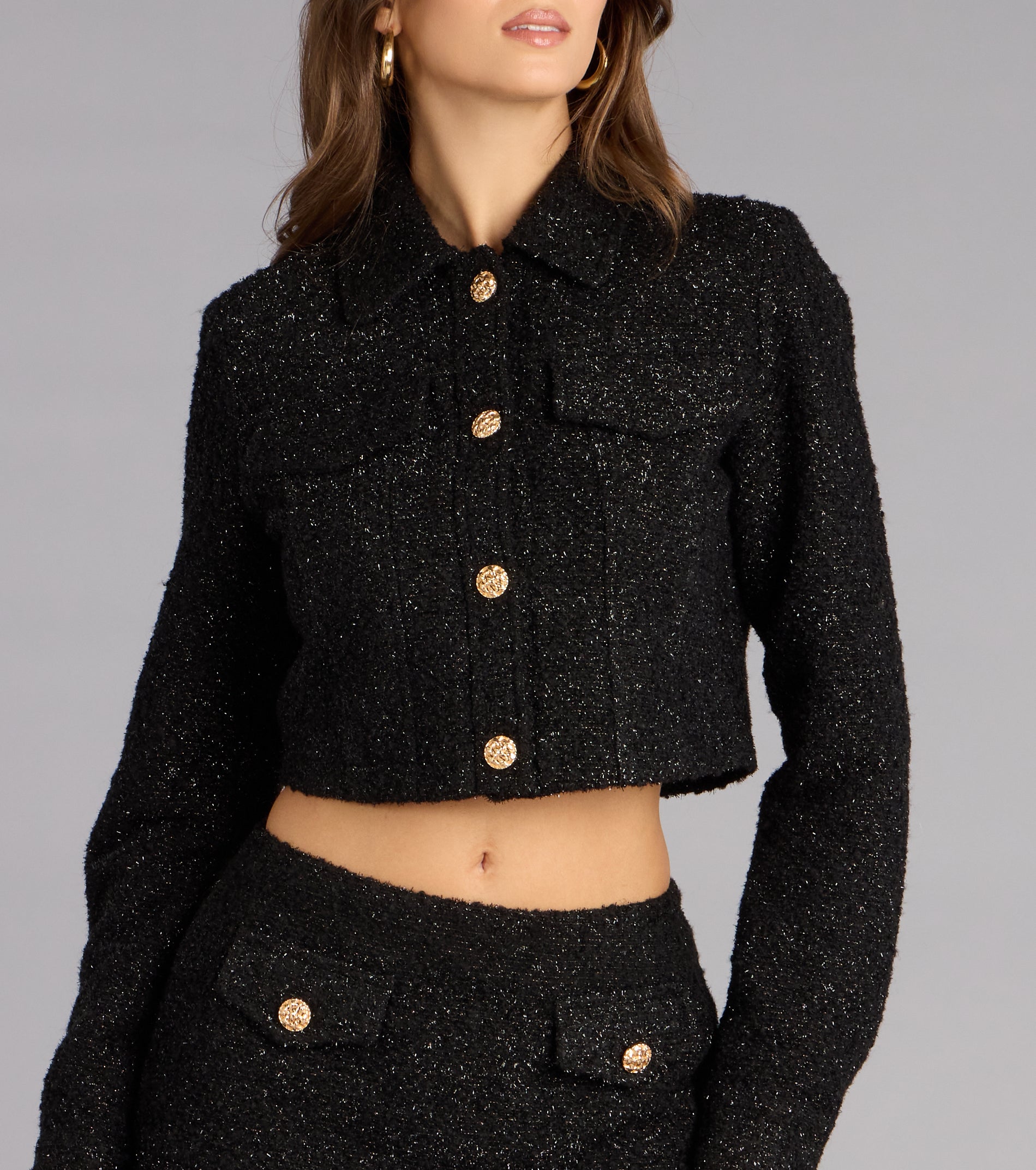 Polished Edge Crop Bouclé Jacket