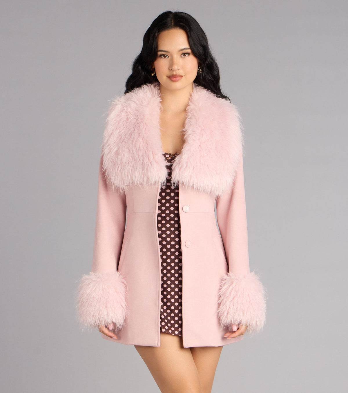 Cold Girl Couture Faux Fur Suede Trench Coat