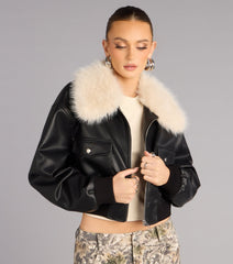 Major Mood Faux Leather Bomber Jacket