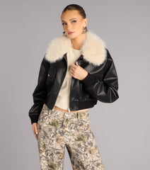Major Mood Faux Leather Bomber Jacket