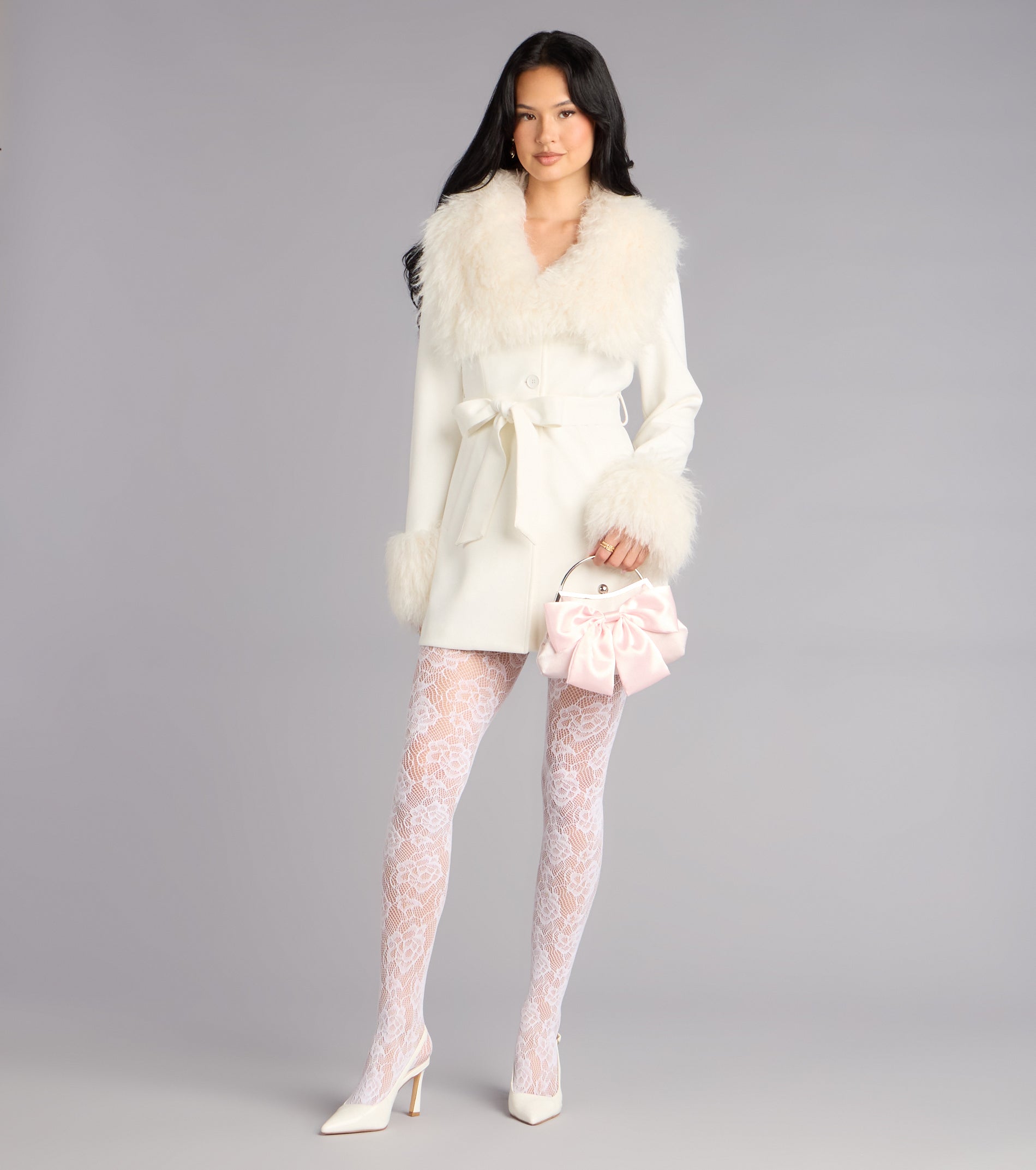 Cold Girl Couture Faux Fur Suede Trench Coat