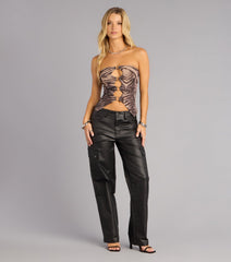 Street Luxe Coated Straight-Leg Cargo Pants
