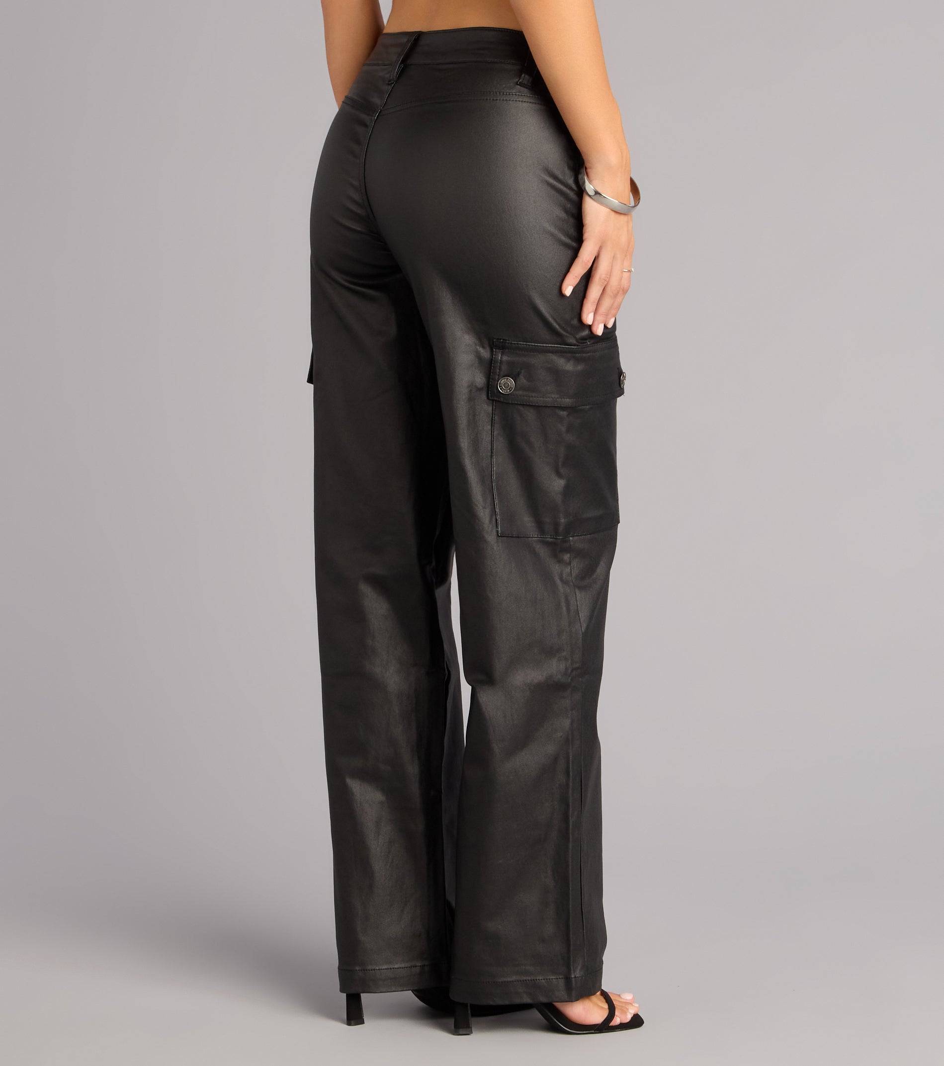 Street Luxe Coated Straight-Leg Cargo Pants