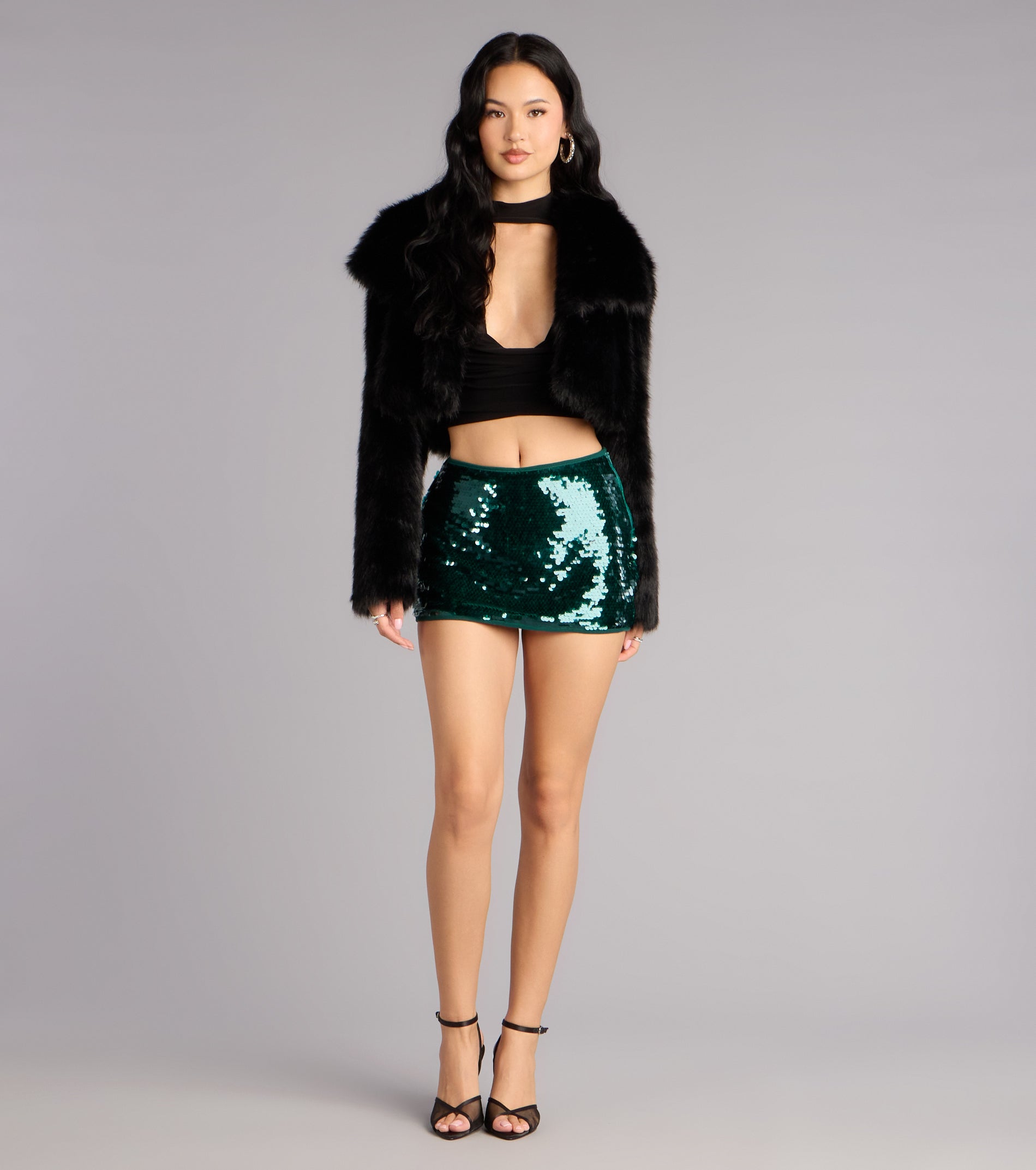 High Shine Sequin Mini Skort