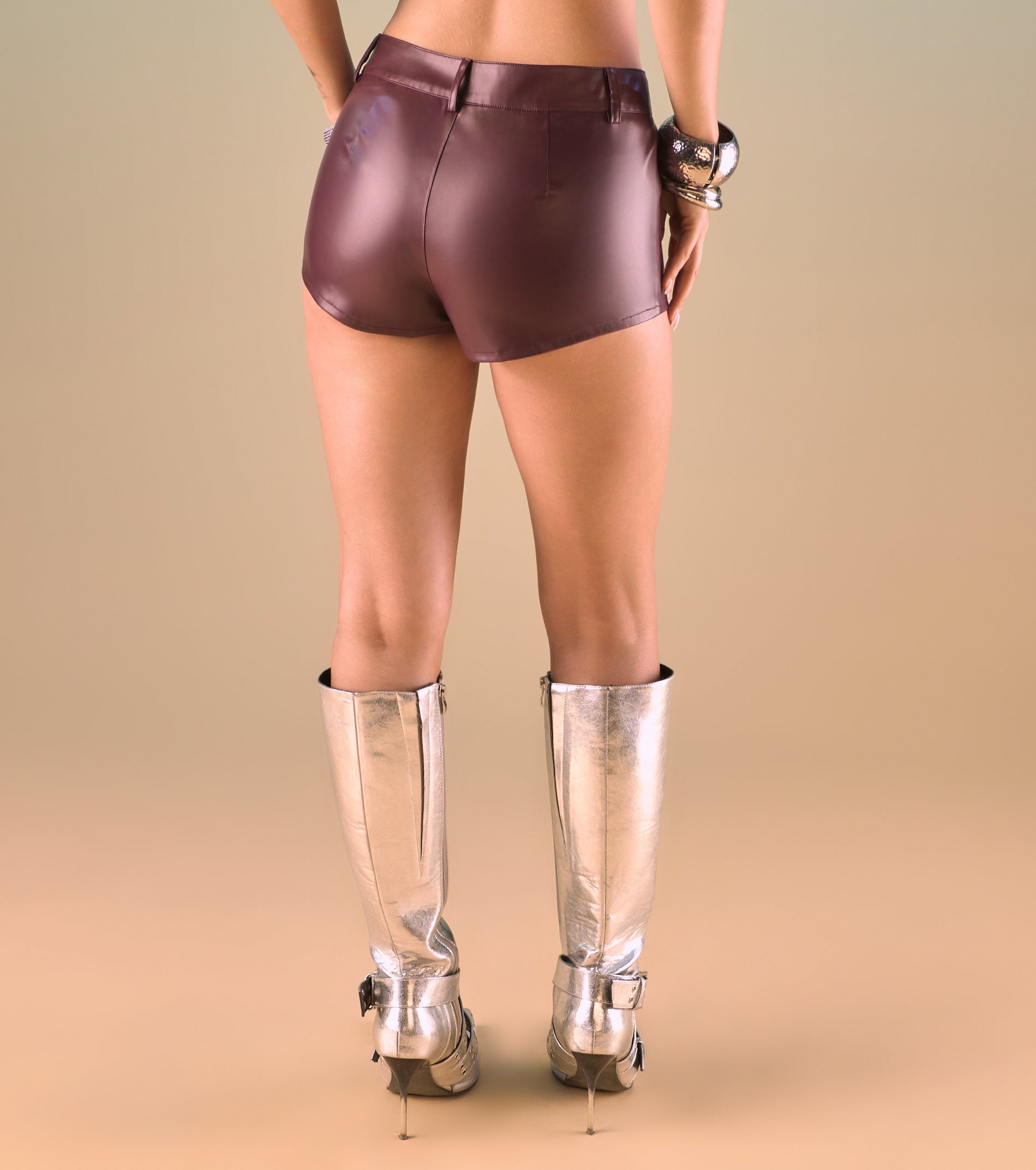 Too Hot Studded Star Faux Leather Shorts