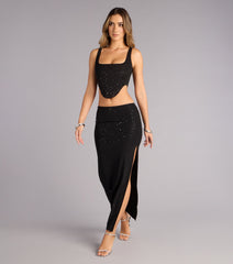 Undeniably You Rhinestone Mesh Maxi Skirt