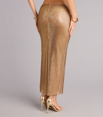 Glow Getter Rhinestone Slit Maxi Skirt