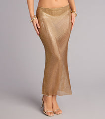 Glow Getter Rhinestone Slit Maxi Skirt