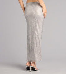 Cue The Sparkle Rhinestone Fishnet Maxi Skirt
