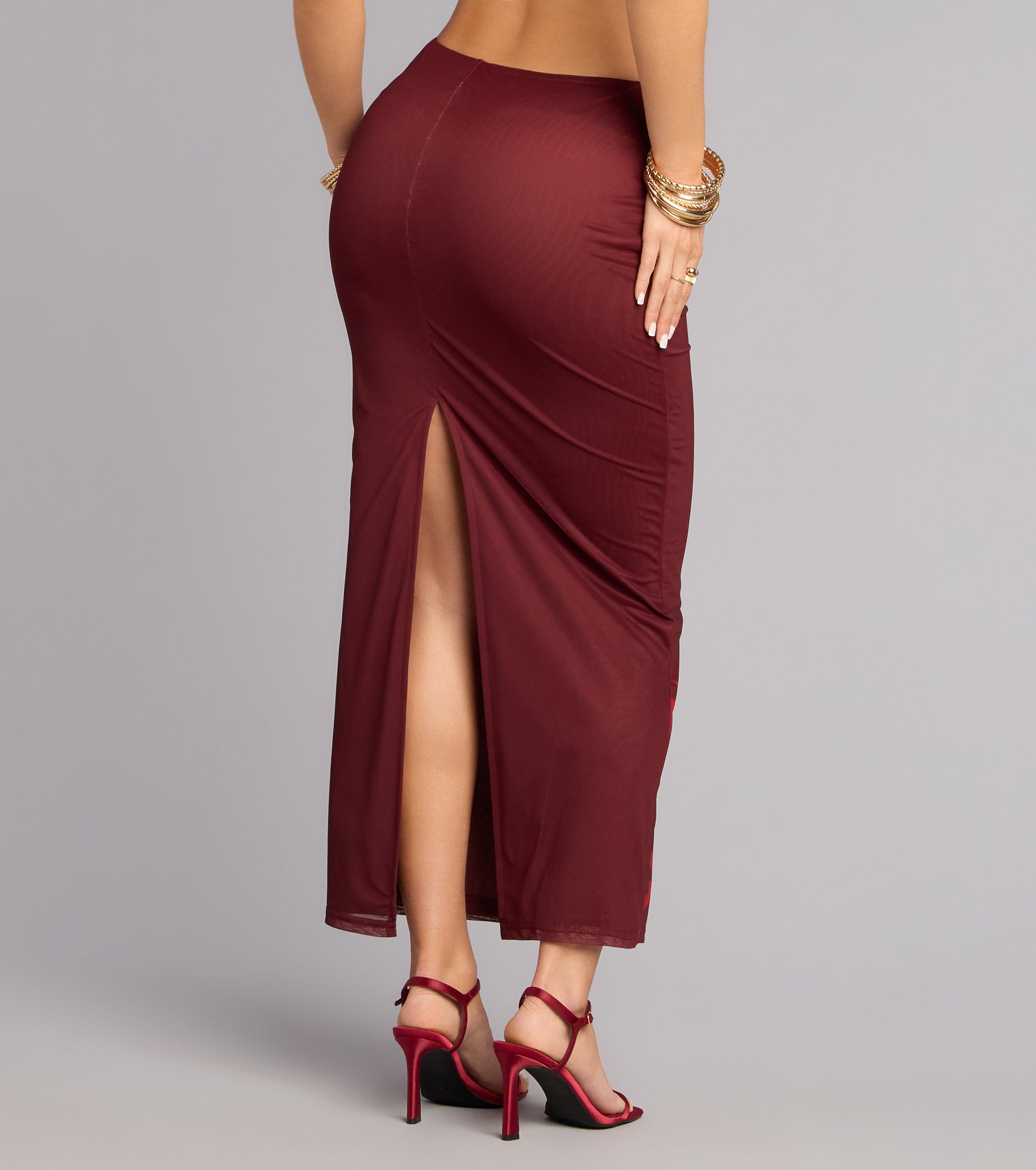 Love Notes Rose Mesh Maxi Skirt