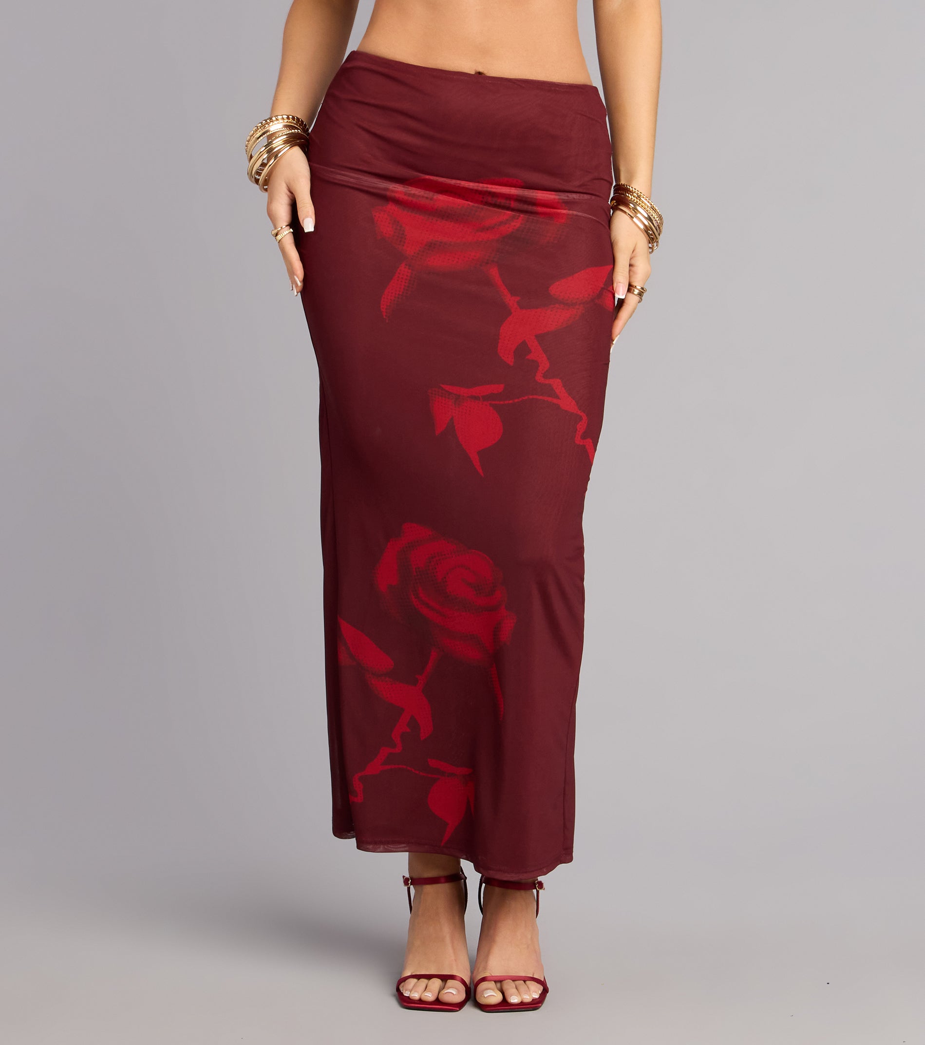 Love Notes Rose Mesh Maxi Skirt