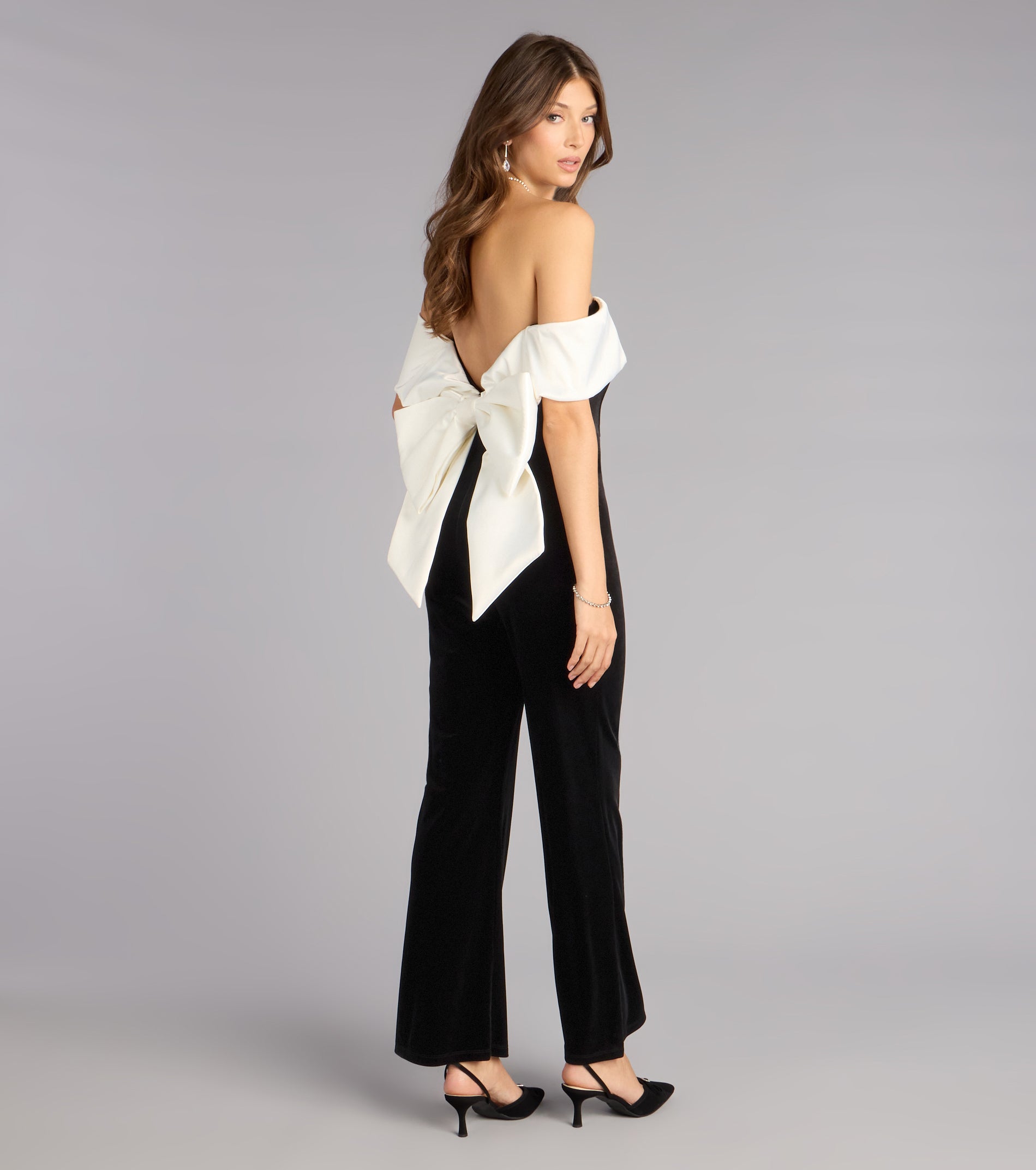 Polished Luxe Bow-Back Velvet Jumpsuit