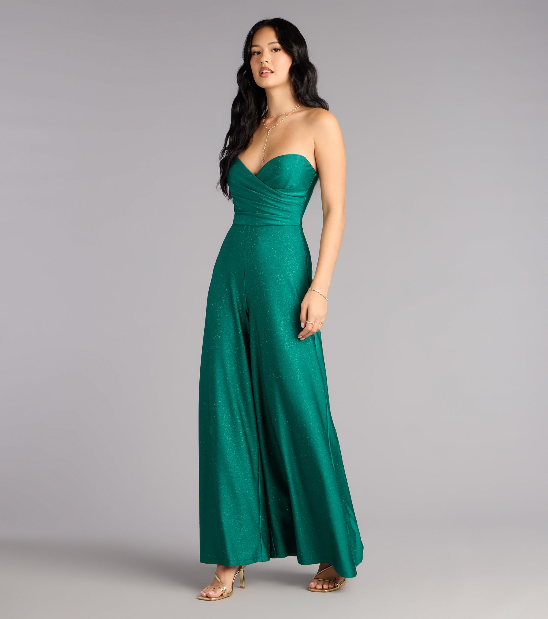 Starlit Satin Strapless Wide-Leg Jumpsuit