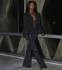 Midnight Spark Rhinestone Flare Pants