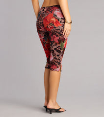 Wild Bloom Leopard And Floral Print Carpi Pants