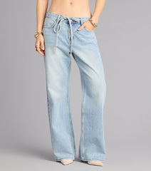 Coffee Run Cool Mid-Rise Tie Denim Jeans