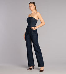 Polished Fit Denim Jumpsuit