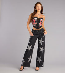 Midnight Stardust Rhinestone Denim Jeans