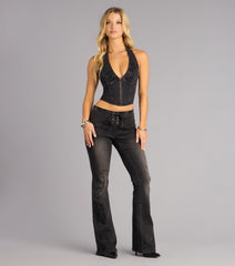 Dark Rose Drama Low-Rise Jeans