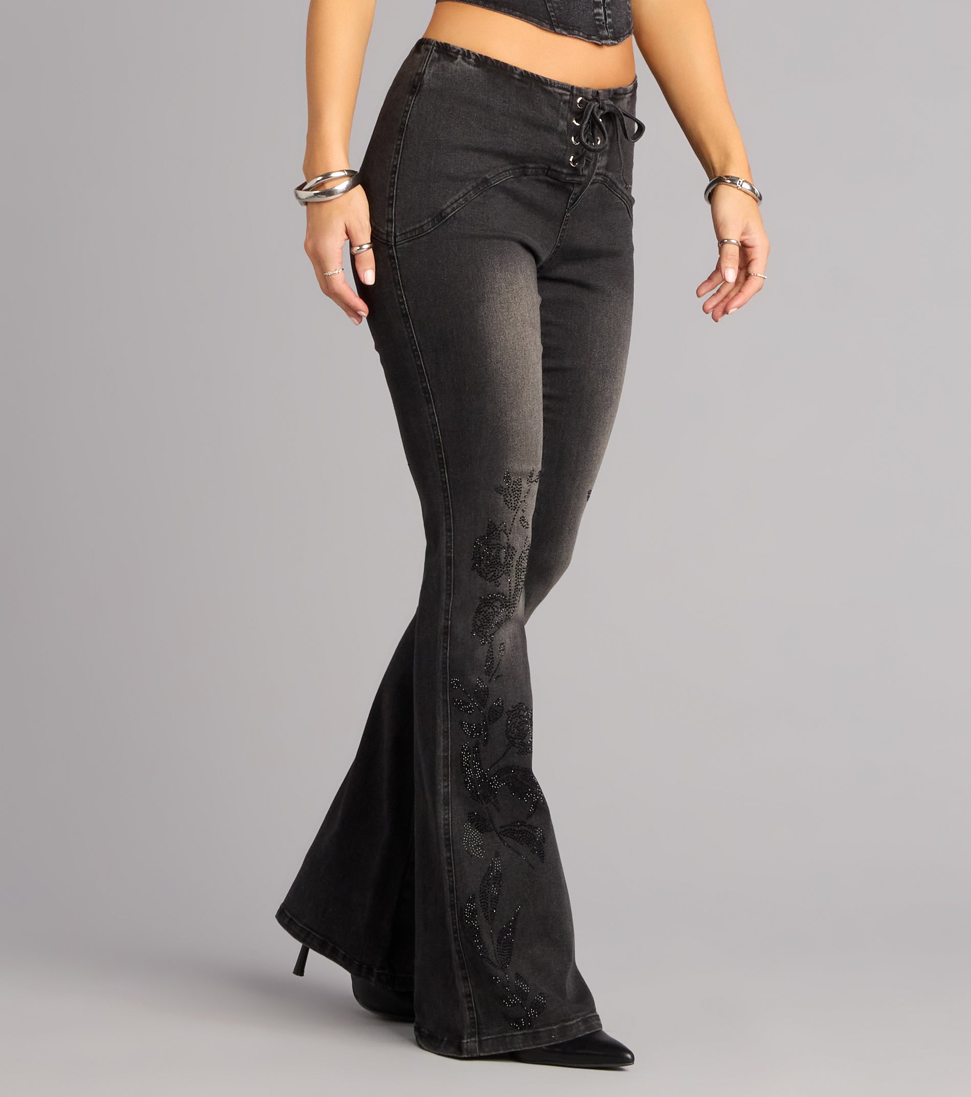 Dark Rose Drama Low-Rise Jeans