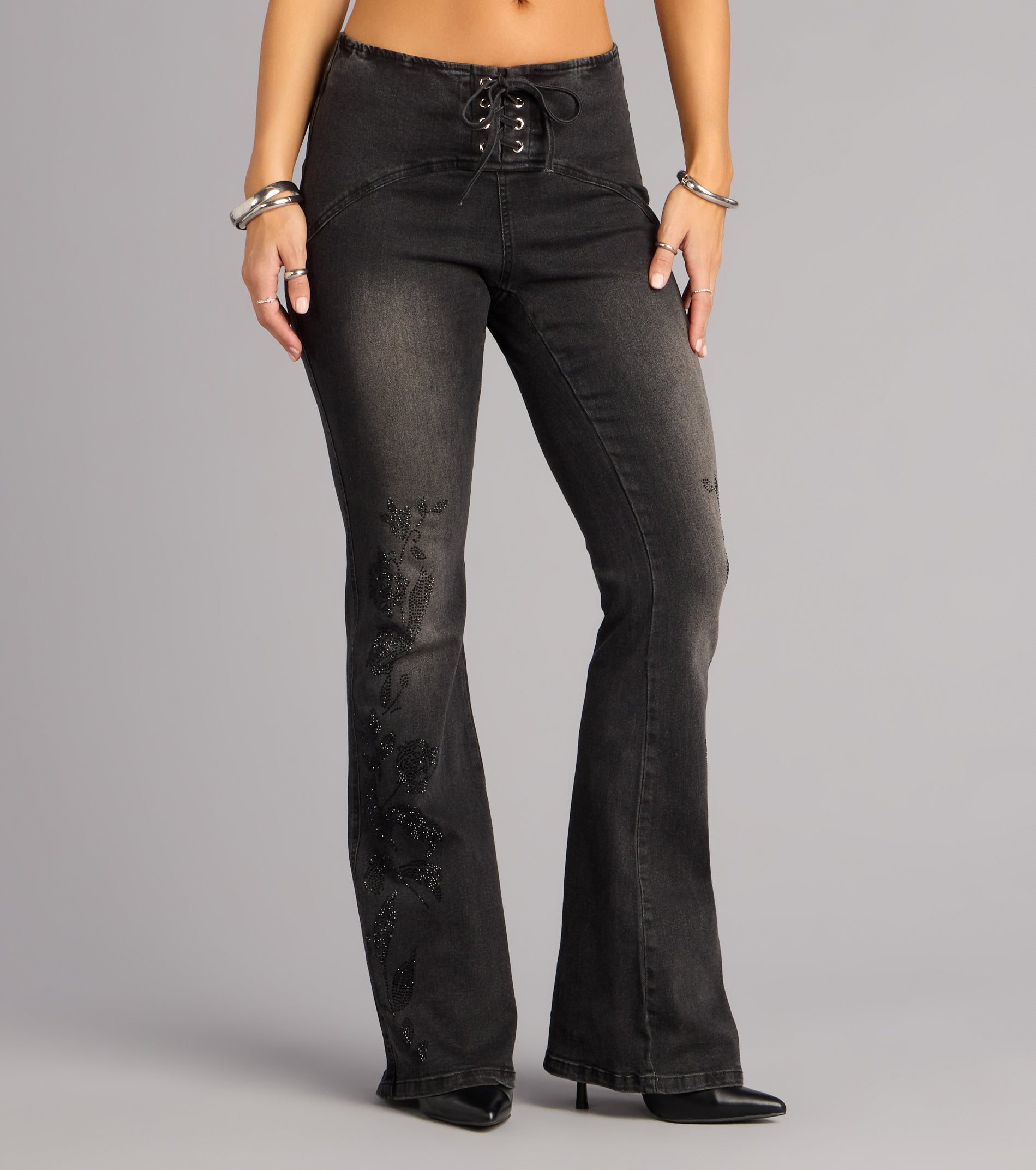 Dark Rose Drama Low-Rise Jeans