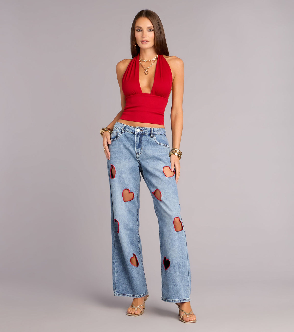 Stitched With Feeling Heart Denim Jeans