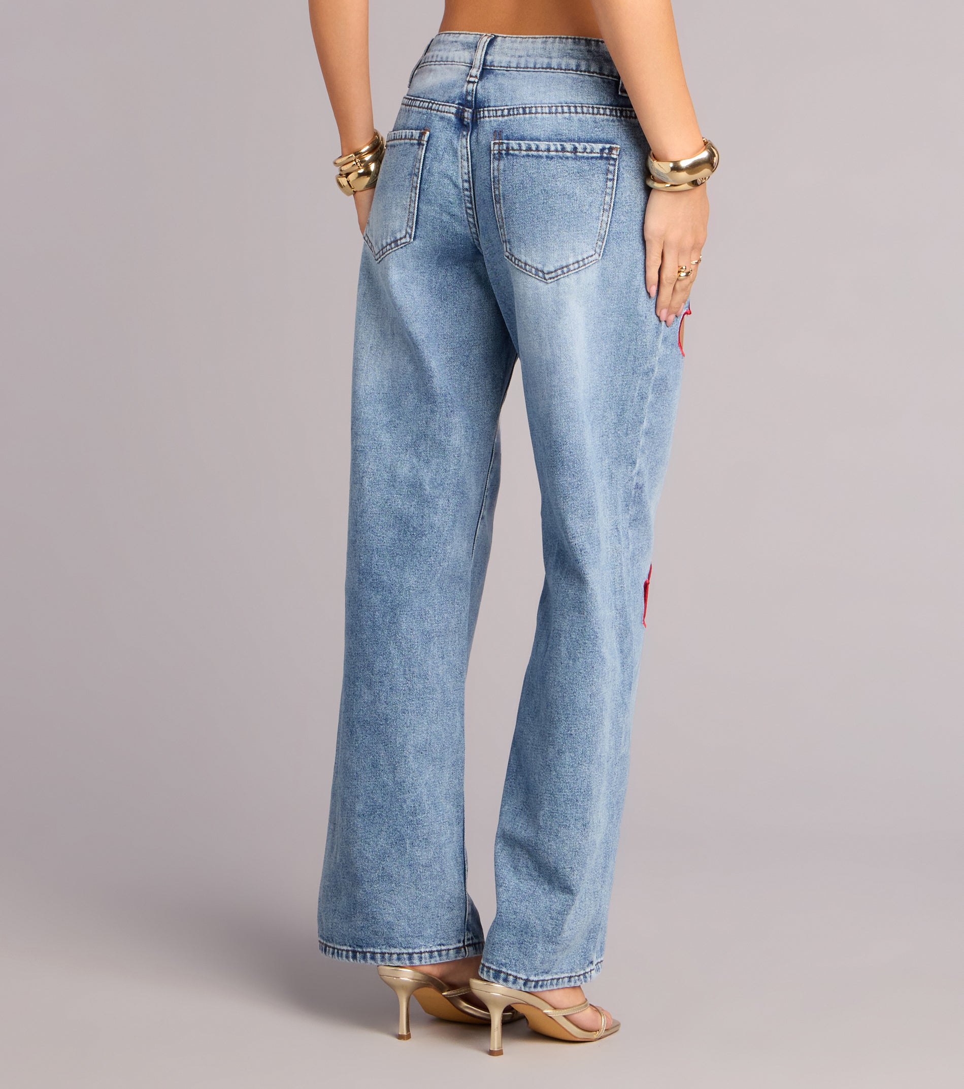 Stitched With Feeling Heart Denim Jeans