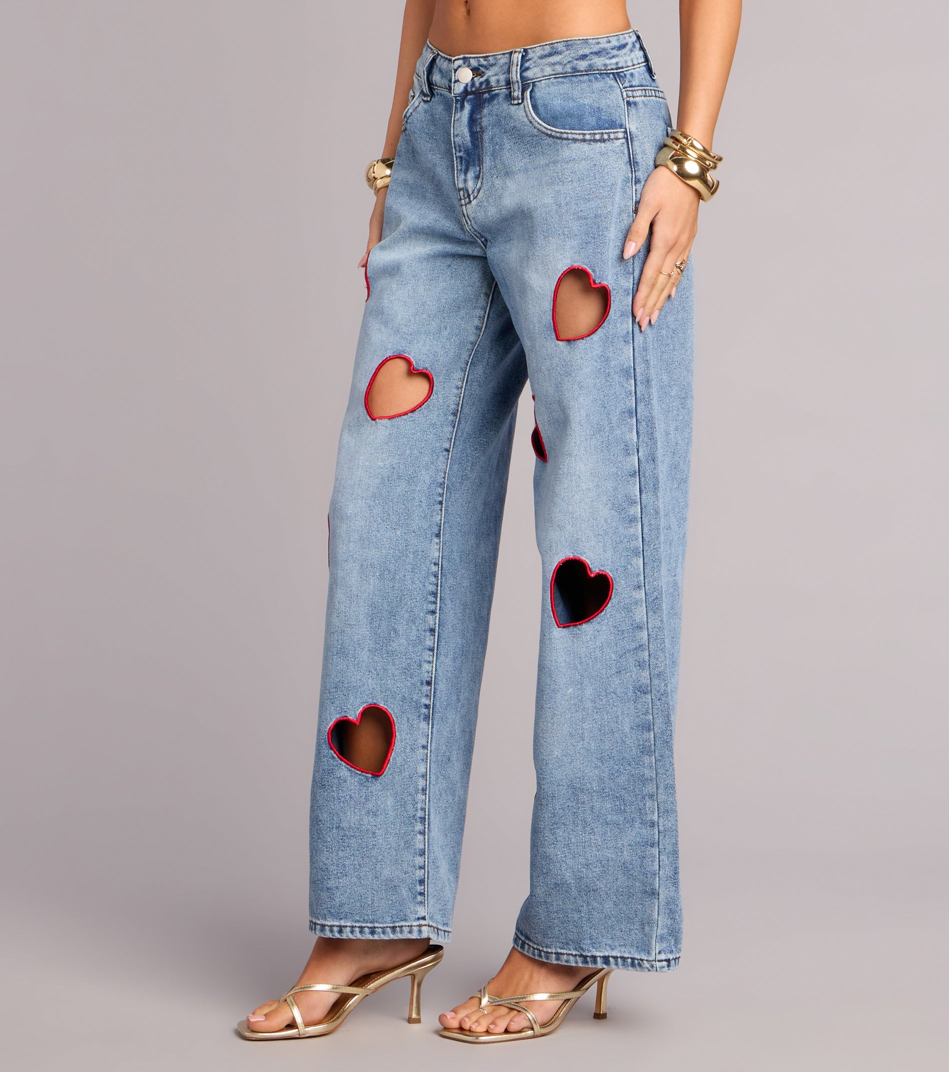 Stitched With Feeling Heart Denim Jeans