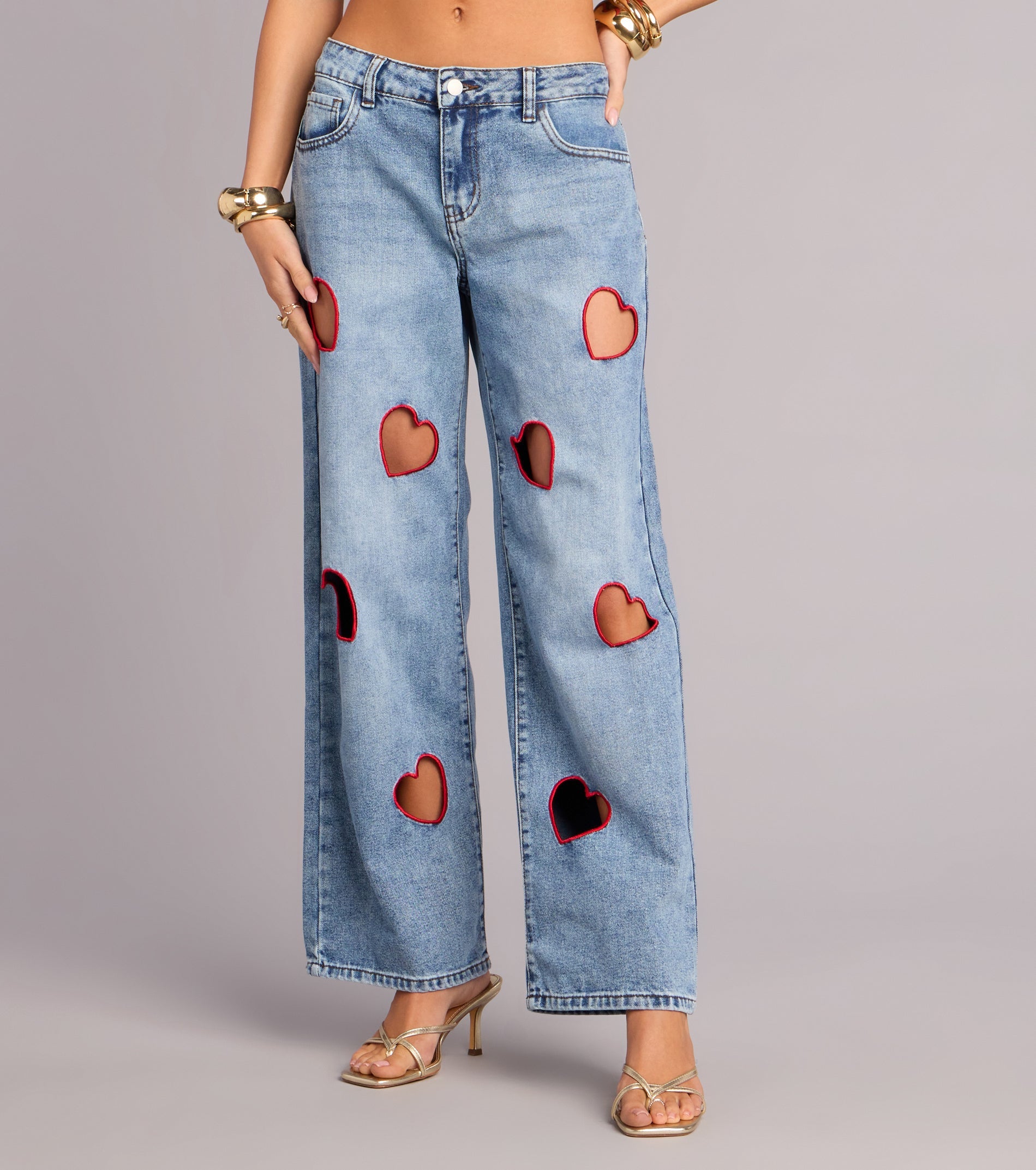 Stitched With Feeling Heart Denim Jeans