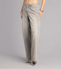 Off Duty Edge Studded Grommet Low-Rise Denim Jeans
