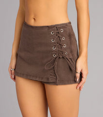 City Cutie Denim Lace Up Skort