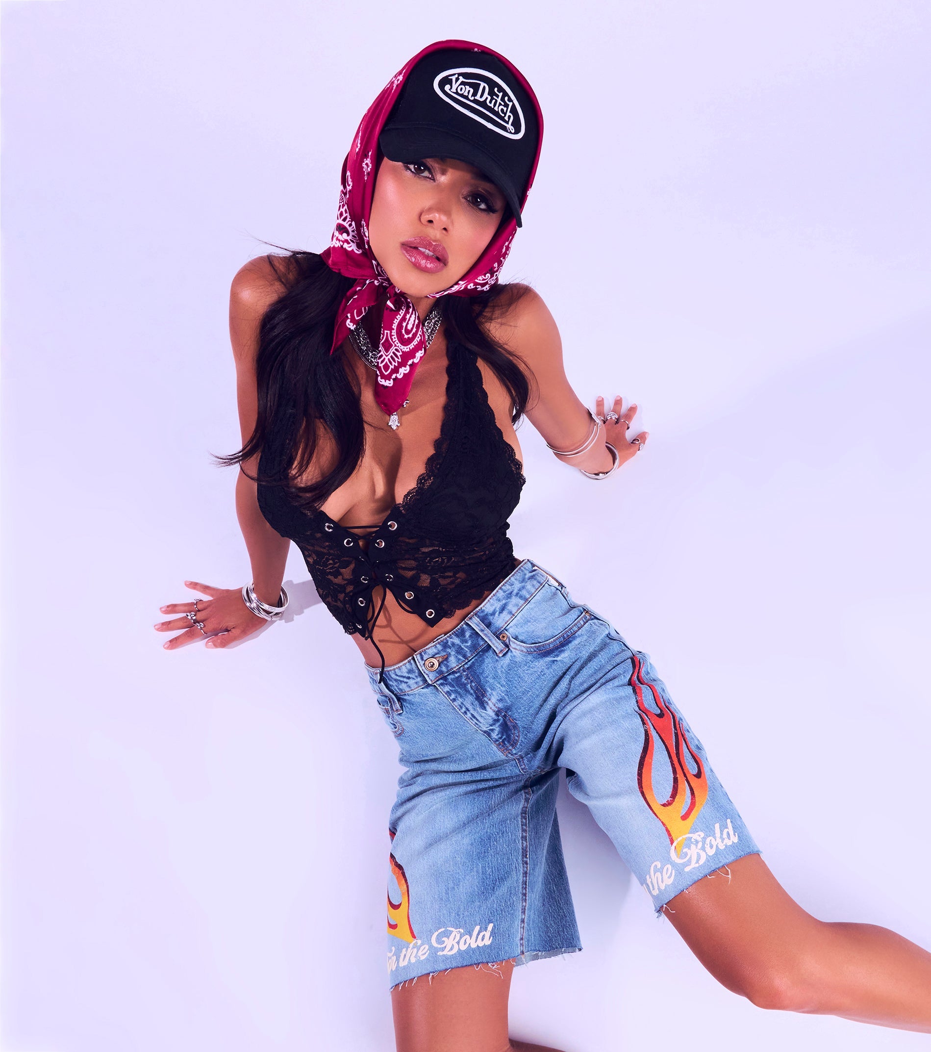 Windsor x Von Dutch Graphic Denim Shorts