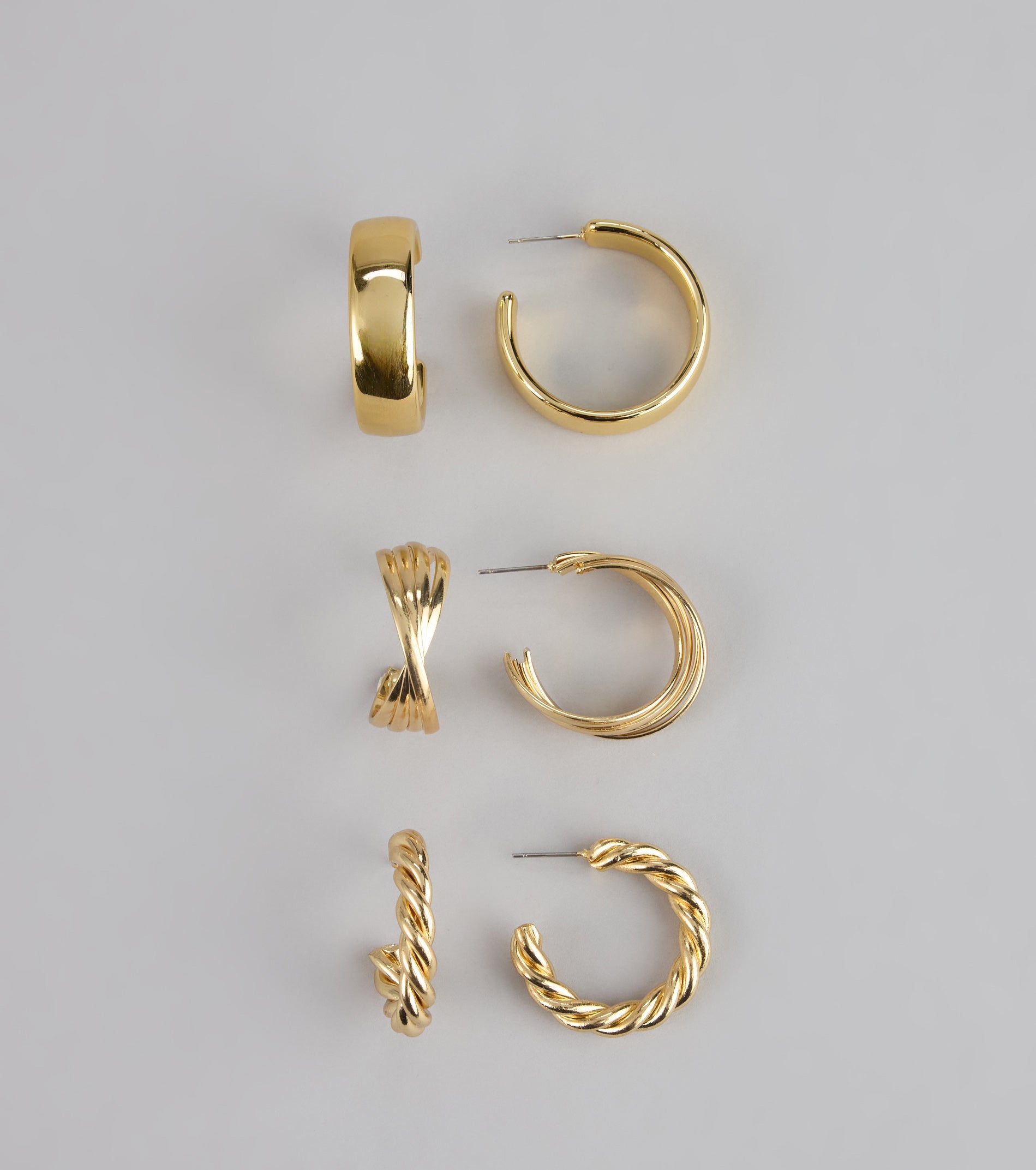Triple The Fun Hoop Earrings Set