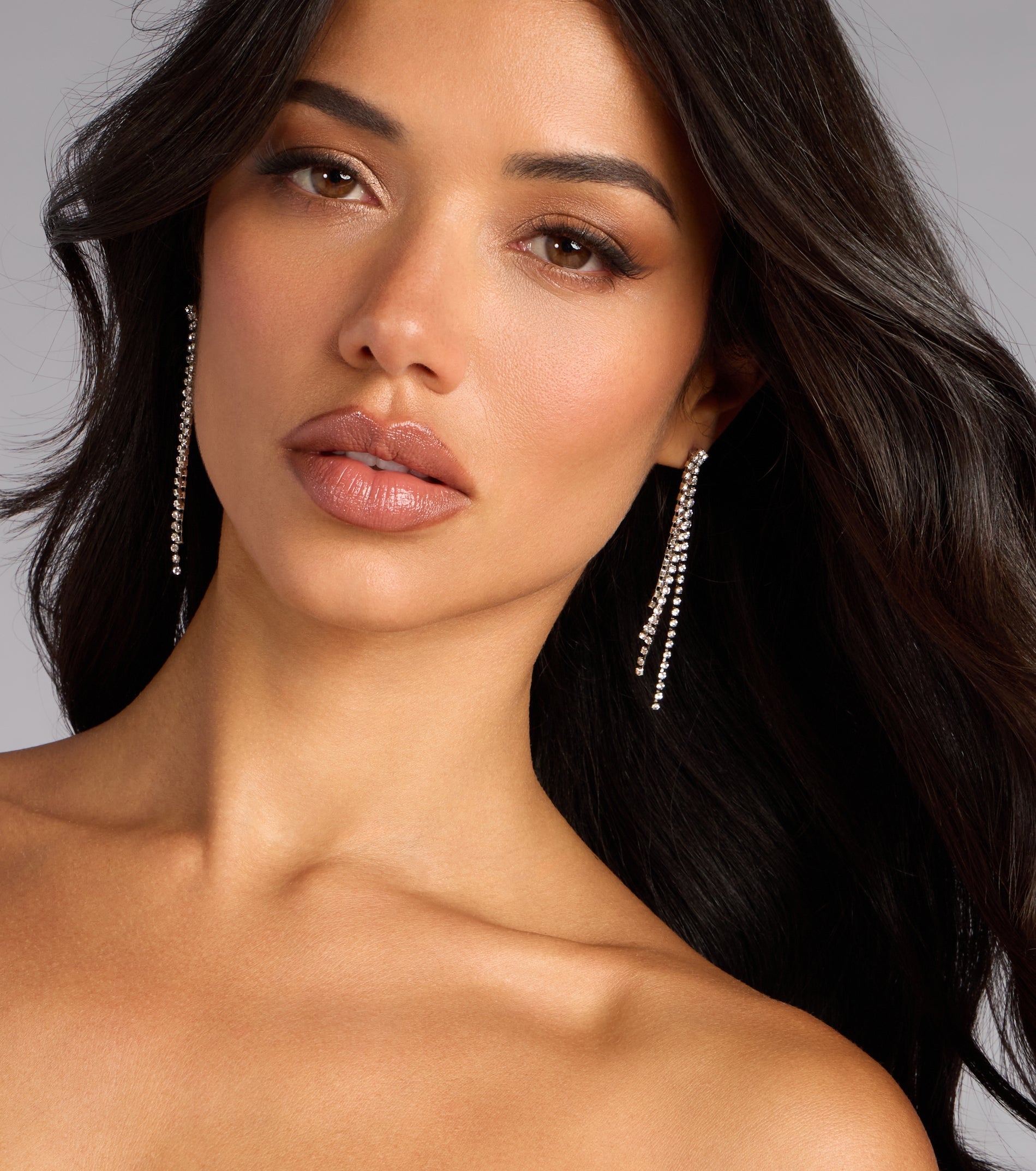 Rhinestone Drip Fringe Earrings